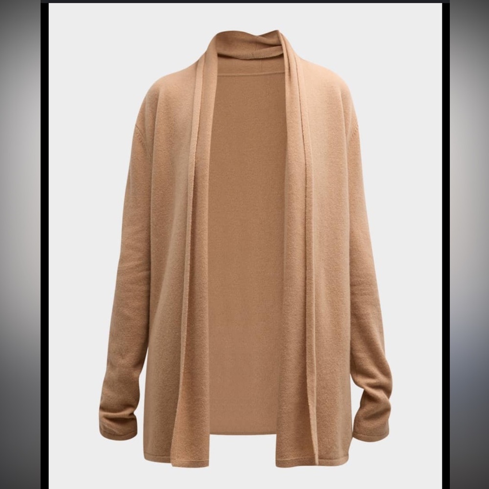 Nieman Marcus cashmere collection cashmere basic open lightweight tan cardigan